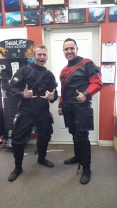 Buying a Drysuit, image of 2 men in dive dry suit