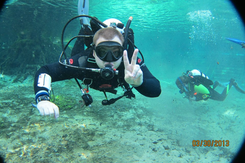 Florida Springs diving with dive gear like piston regulator